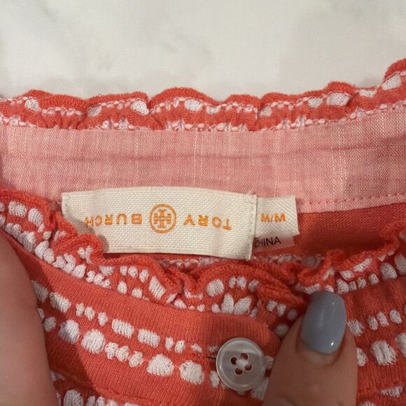 Tory Burch Lidia Ruffle Polo Shirt M Elevated Casual New Preppy Designer - Picture 3 of 7